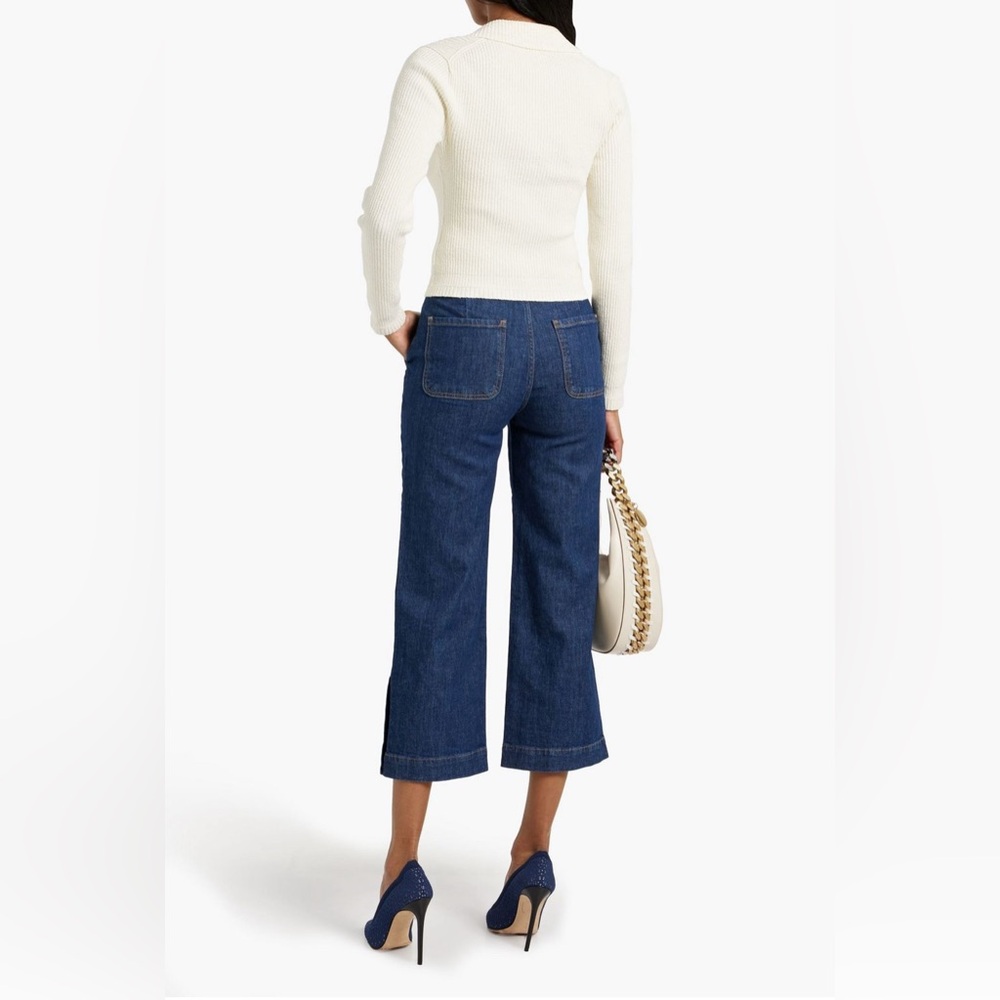 SIMKHAI Hyra cropped high-rise wide-leg jeans Dark denim Jeans ,Size 26 - Picture 3 of 4